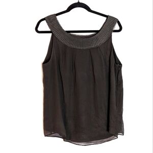 MaxMara 100% Silk Sleeveless Top Size 14 Gray
